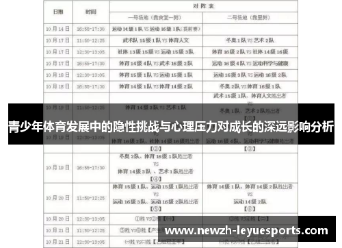 青少年体育发展中的隐性挑战与心理压力对成长的深远影响分析